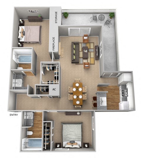 B3 | 2 Bed / 2 Bath | 1,156 Sq Ft at The Frederick, San Antonio, 78240
